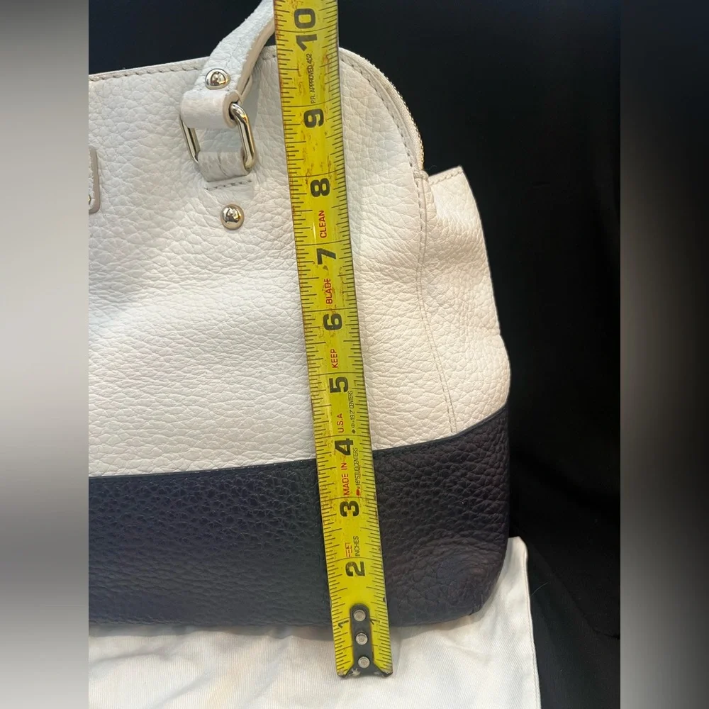 👜 💙 Kate Spade Cameron Navy & Almond Satchel | Two-Tone Pebbled Leather - Picture 13 of 16